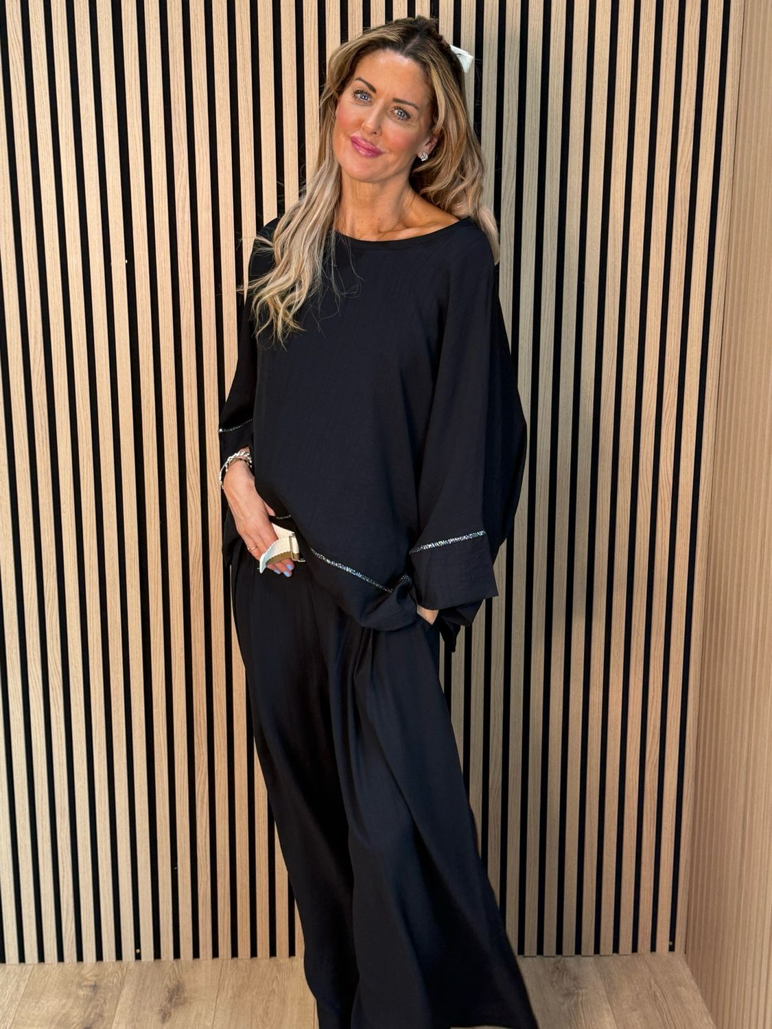 Soft Drape Co-Ord Set - Black