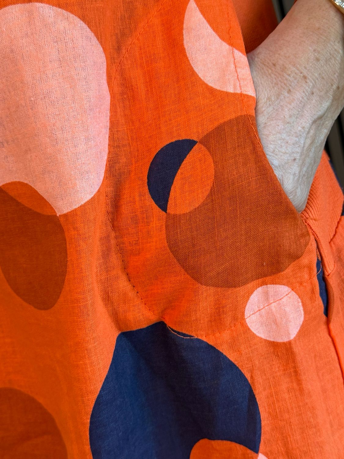 Linen Blend Dress - Orange