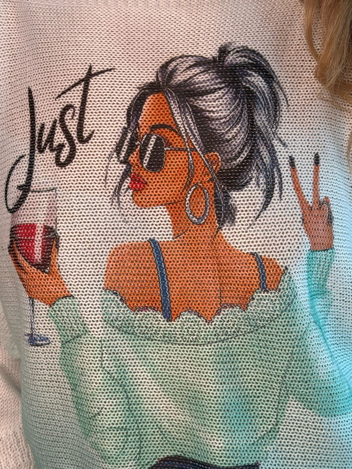 Lightweight Printed Knit Jumper - Mint