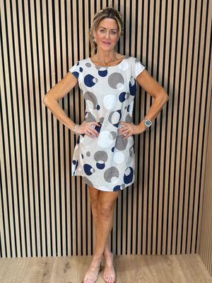 Linen Blend Dress - Stone