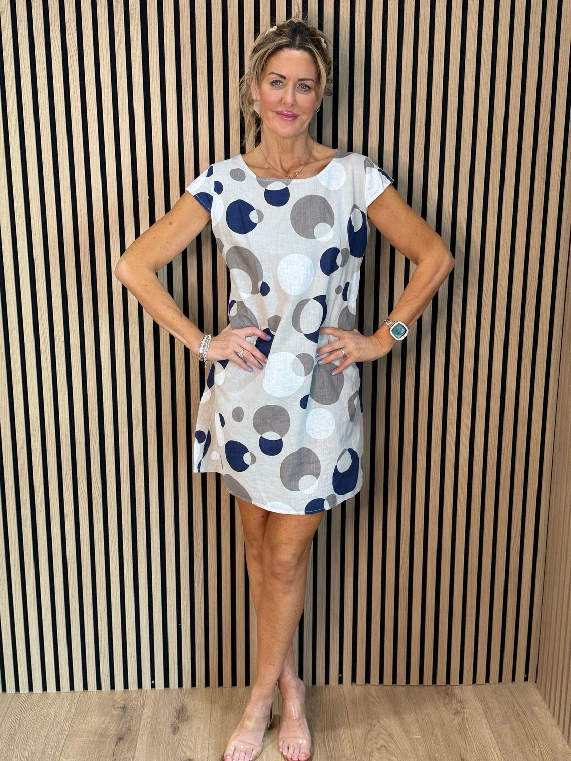 Linen Blend Dress - Stone