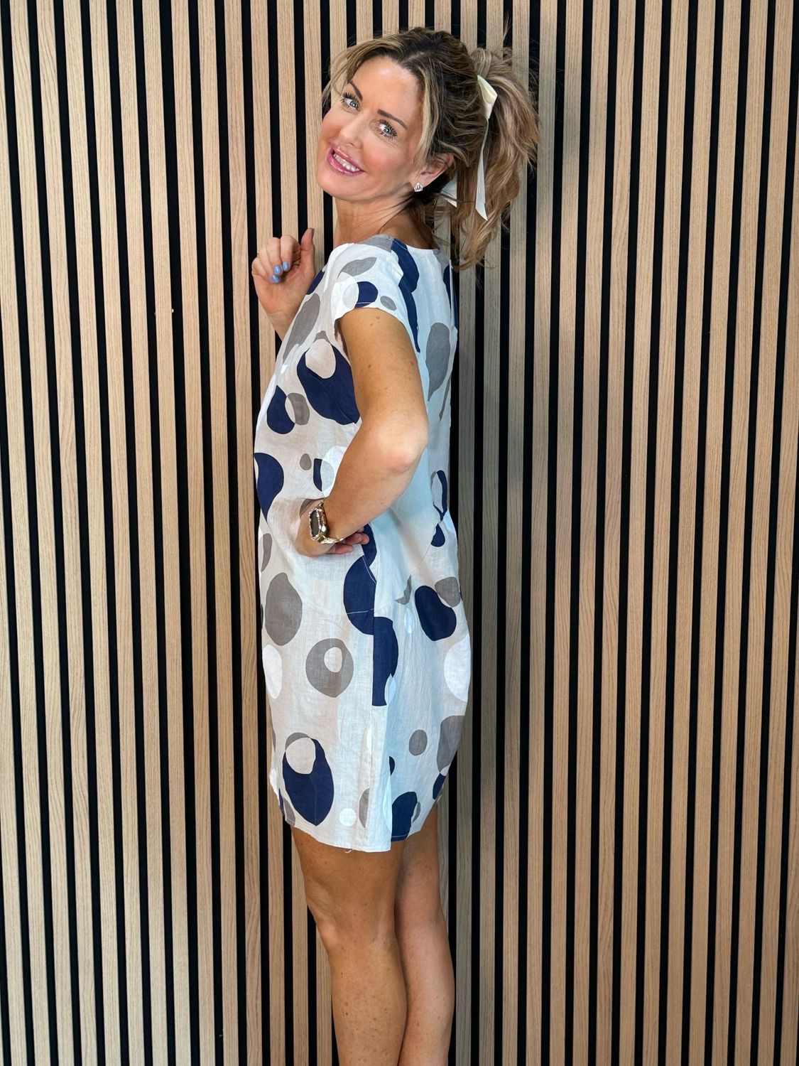 Linen Blend Dress - Stone