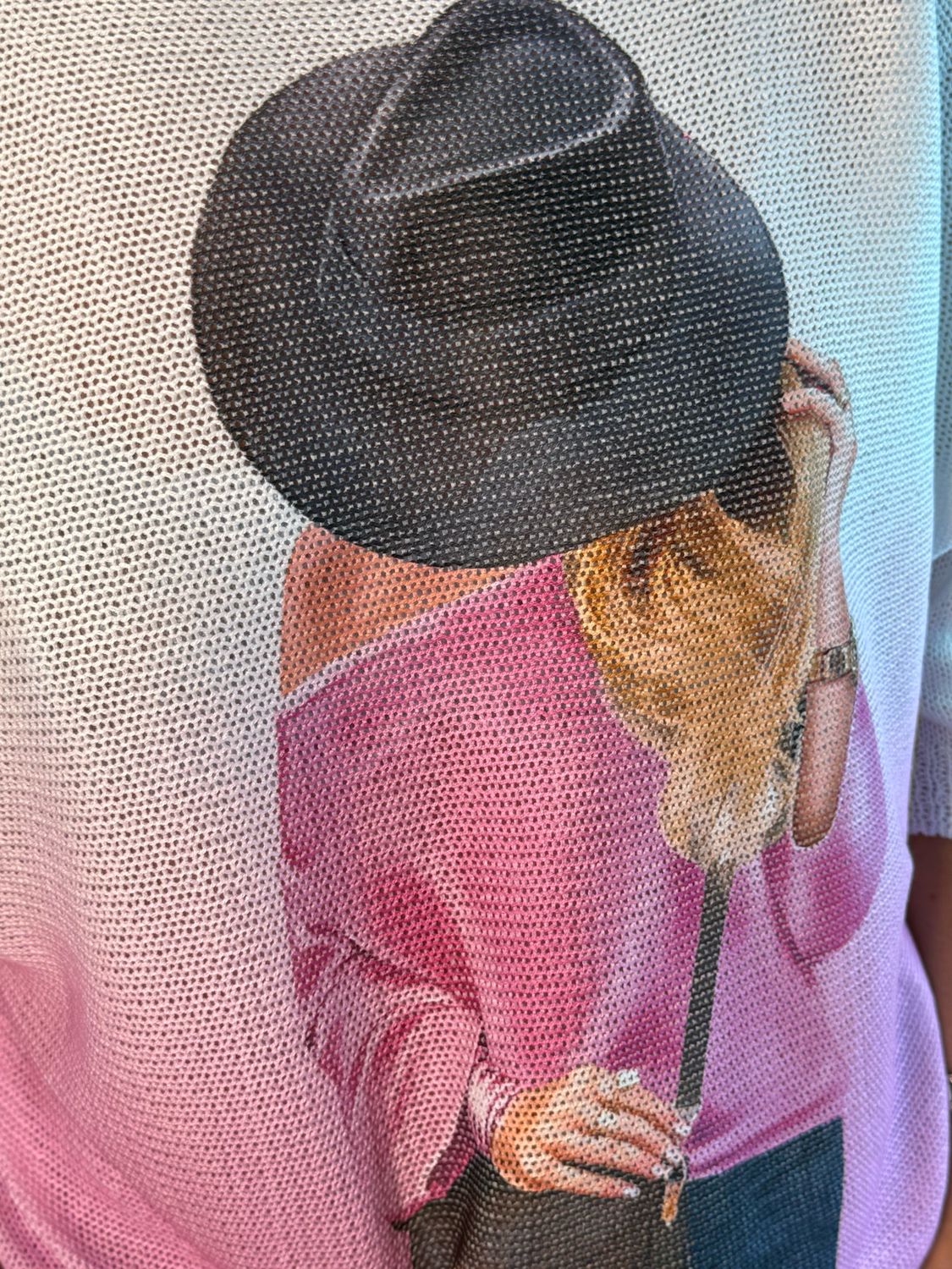 Lightweight Printed Knit Jumper - Fuchsia