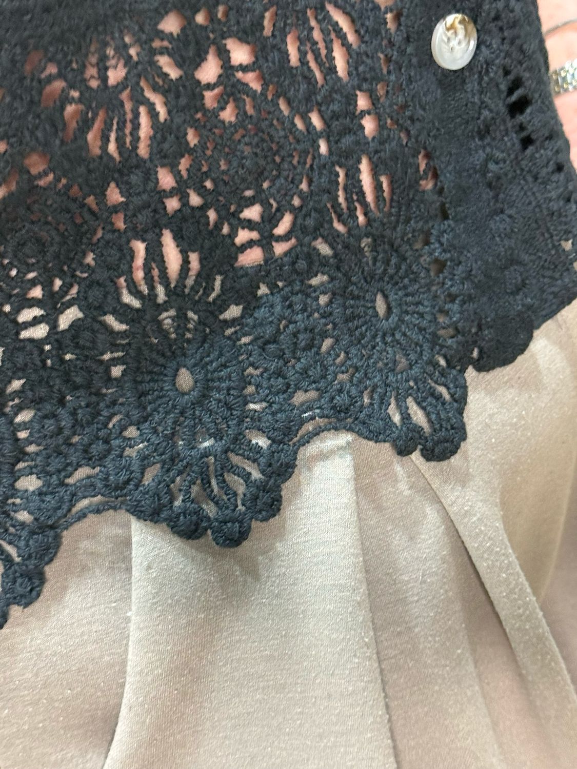 Floral Embroidered Cotton Top - Black