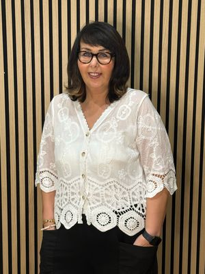 Floral Embroidered Cotton Top - White