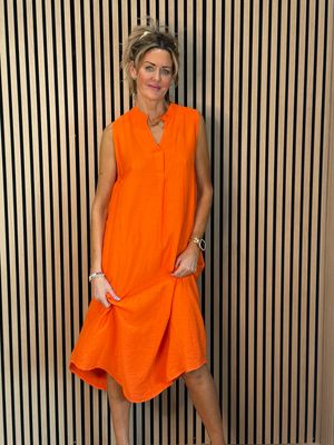 Sleeveless Midi Dress - Orange