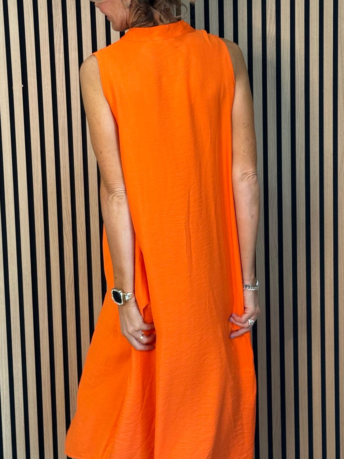 Sleeveless Midi Dress - Orange