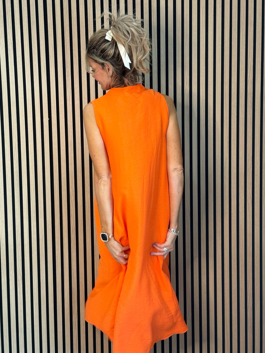 Sleeveless Midi Dress - Orange