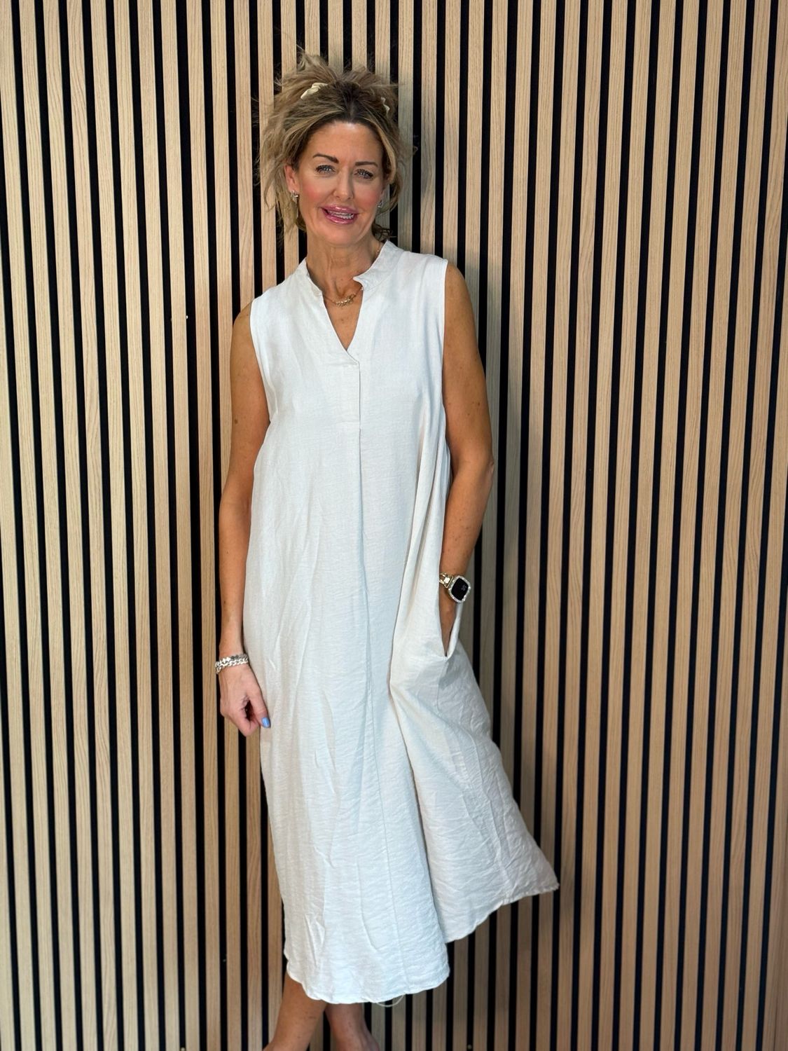 Sleeveless Midi Dress - Stone