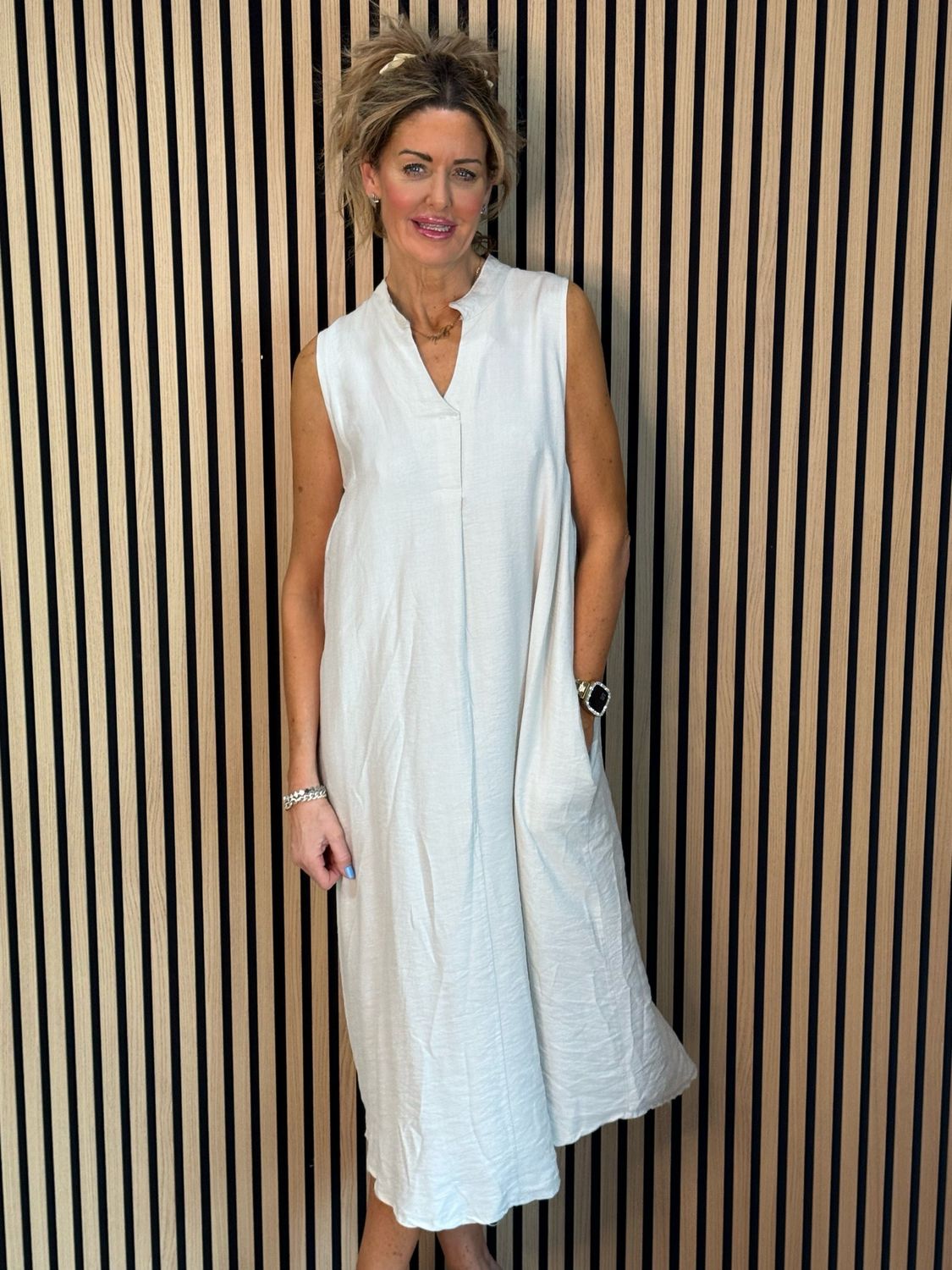 Sleeveless Midi Dress - Stone