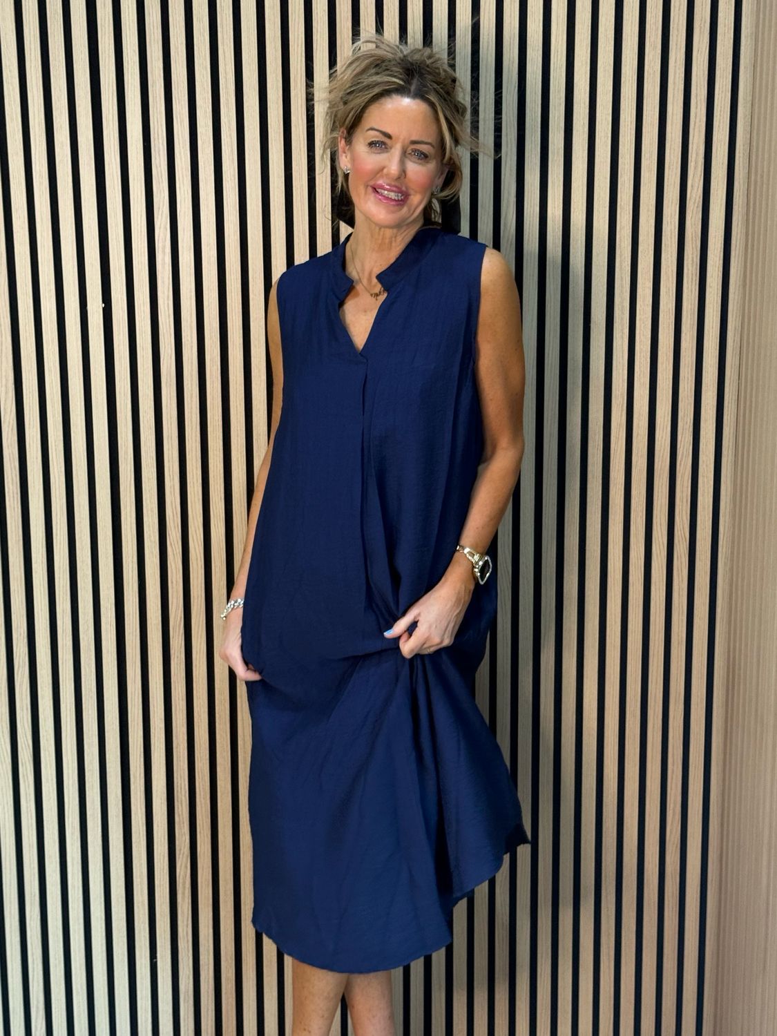 Sleeveless Midi Dress - Navy