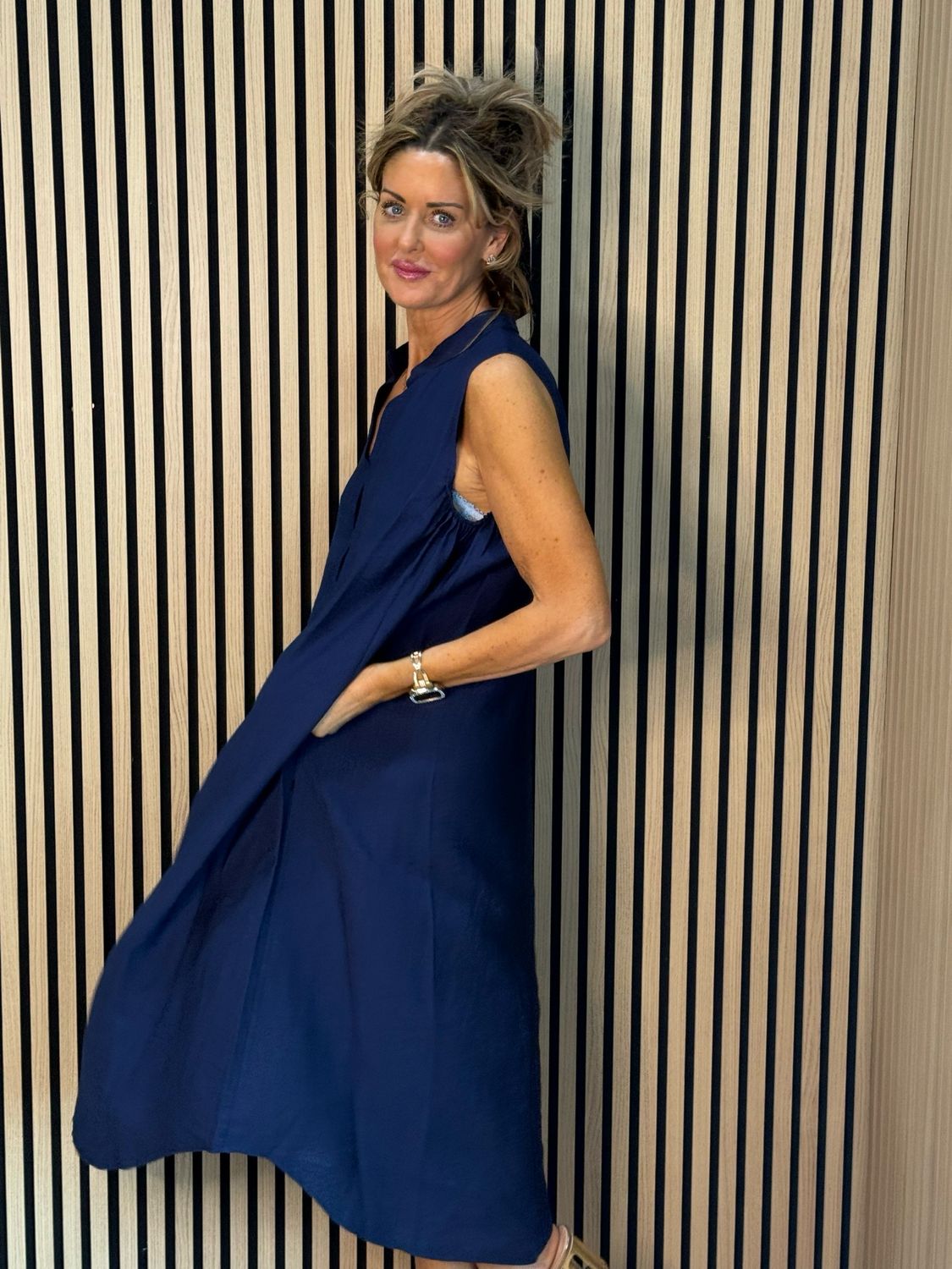 Sleeveless Midi Dress - Navy