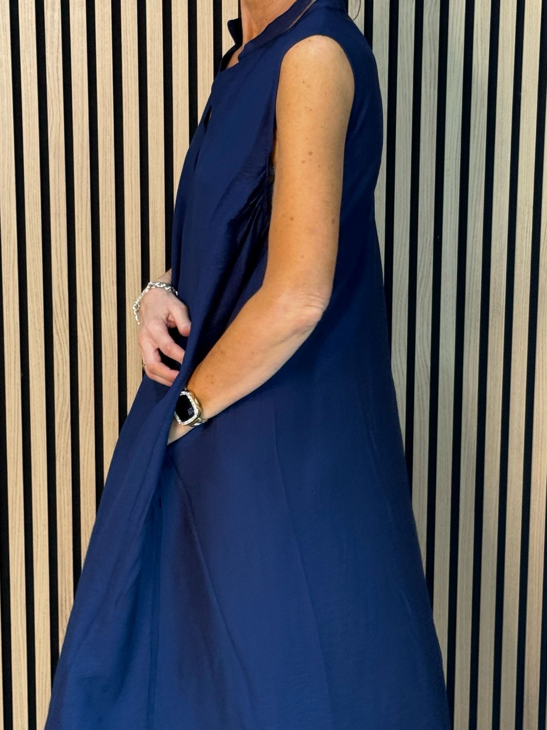 Sleeveless Midi Dress - Navy