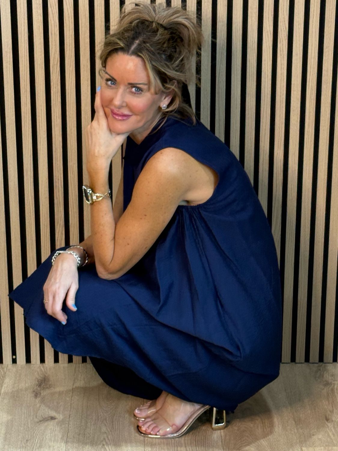 Sleeveless Midi Dress - Navy