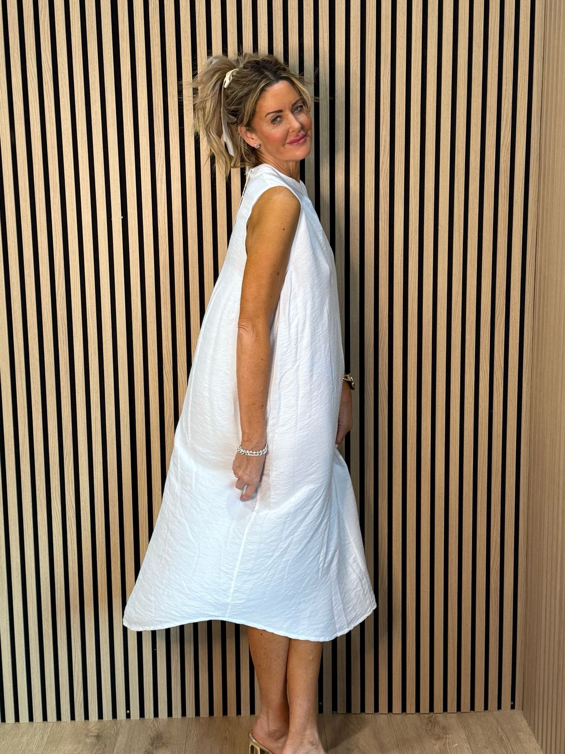 Sleeveless Midi Dress - White