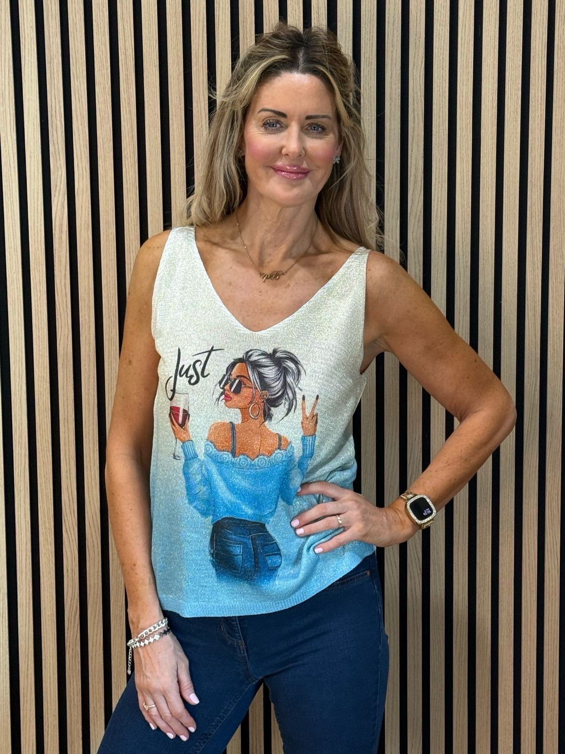 Shimmer Top - Blue/Gold