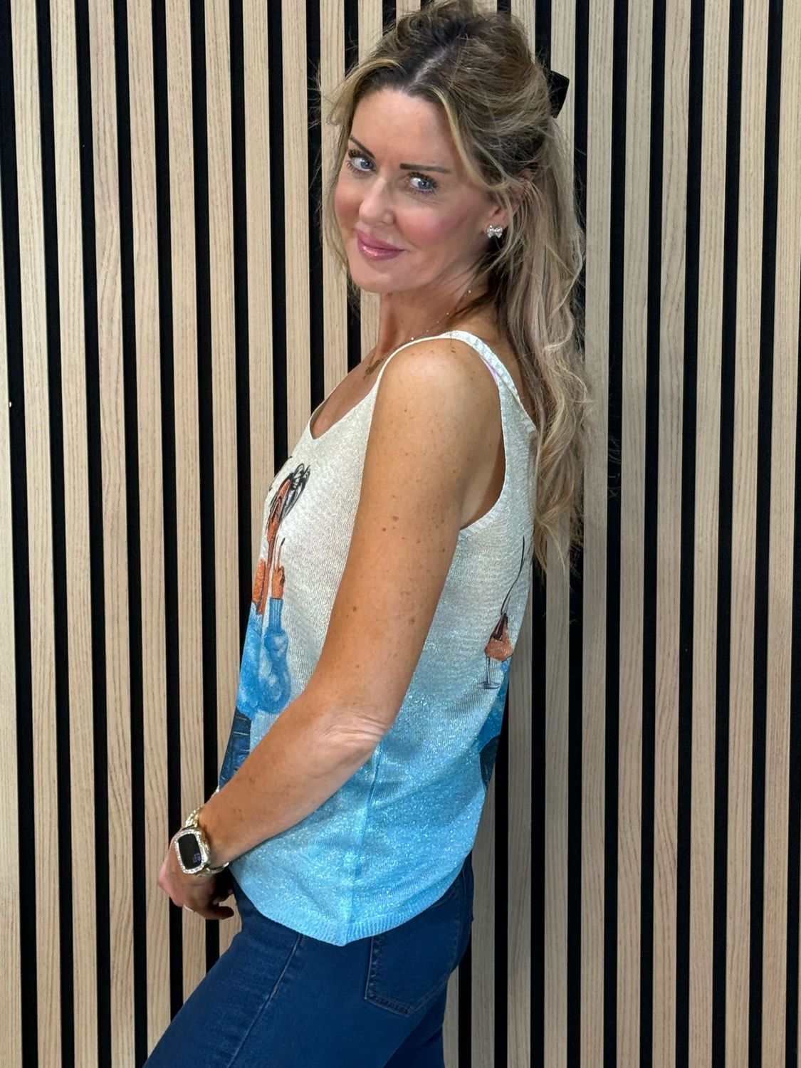 Shimmer Top - Blue/Gold