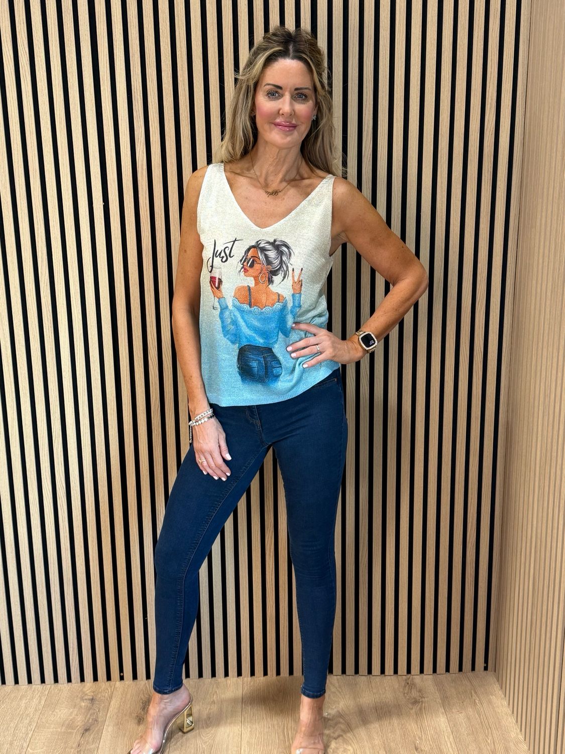 Shimmer Top - Blue/Gold