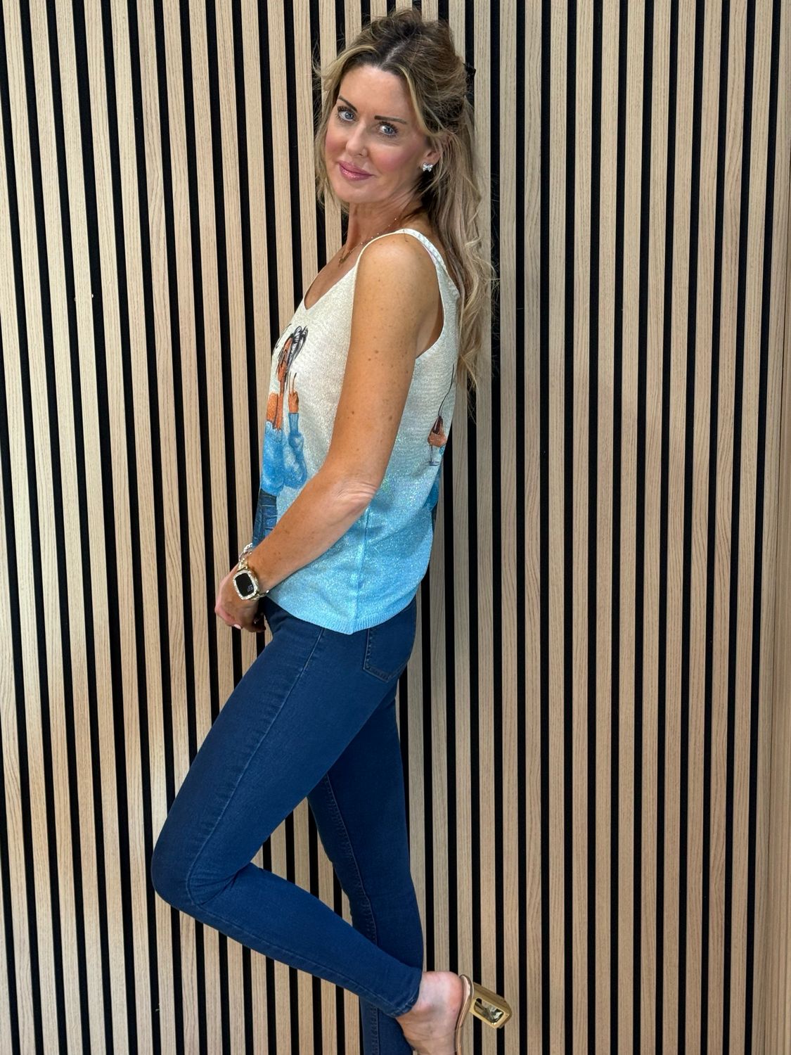 Shimmer Top - Blue/Gold