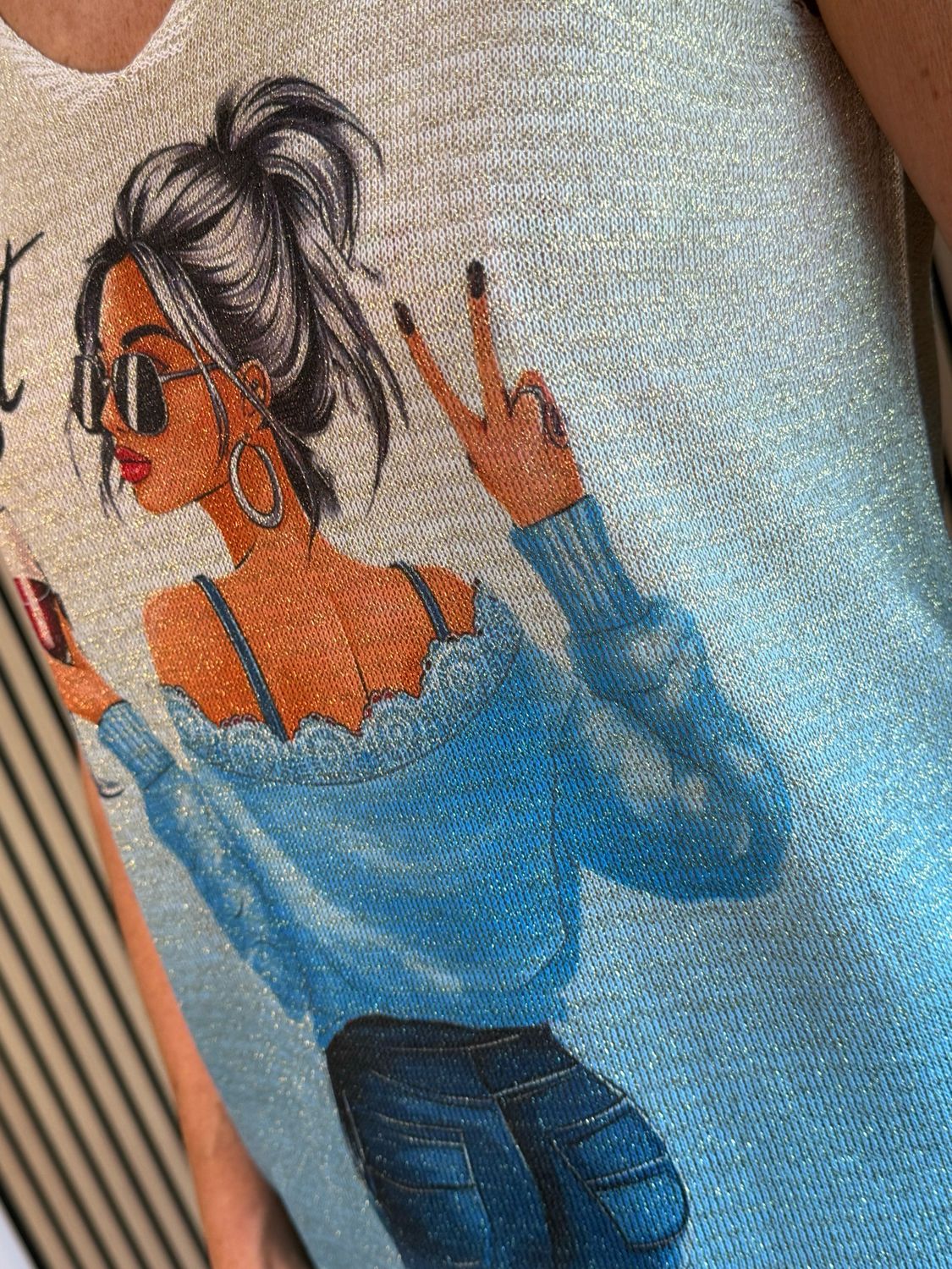 Shimmer Top - Blue/Gold