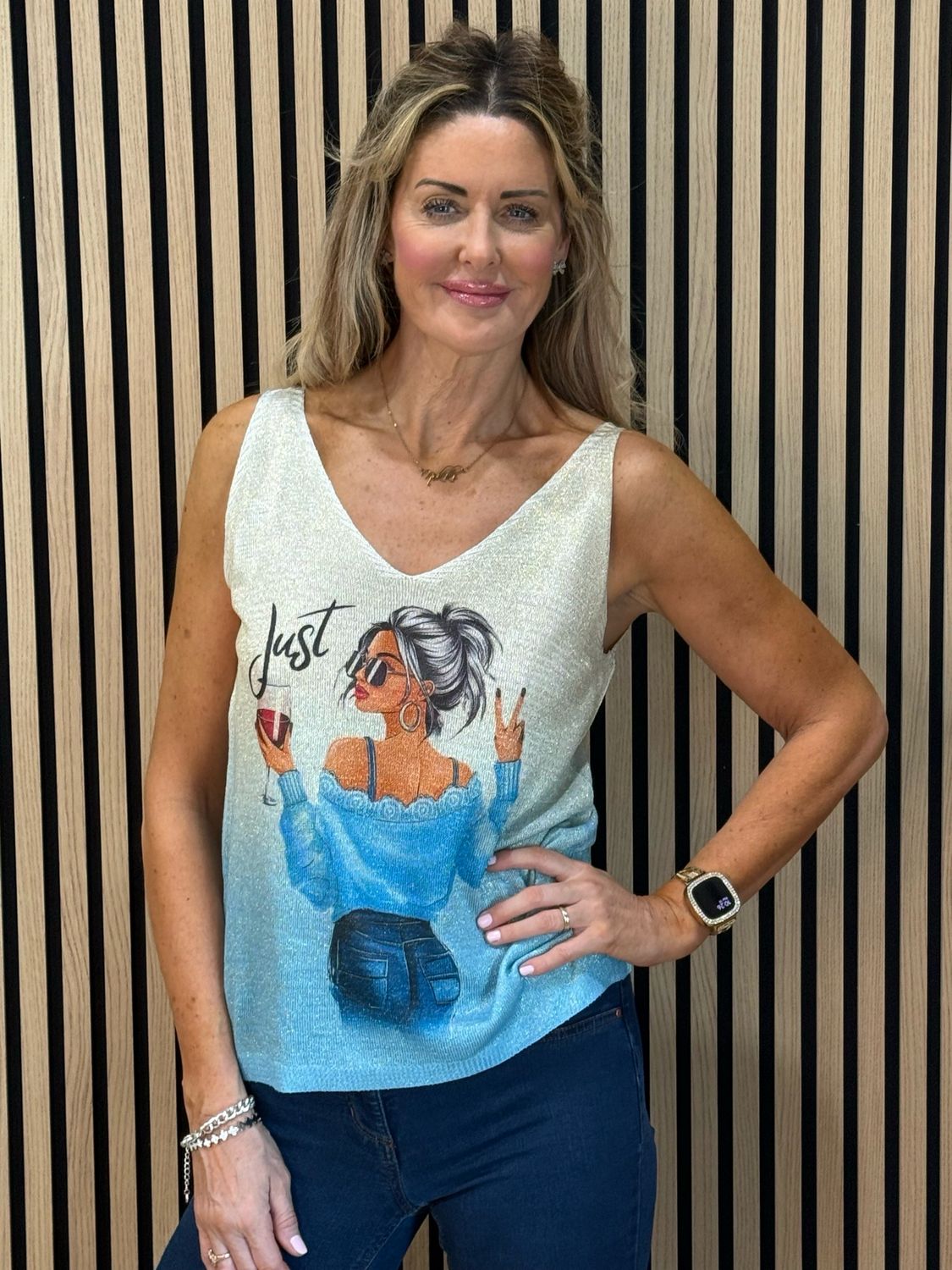 Shimmer Top - Blue/Gold