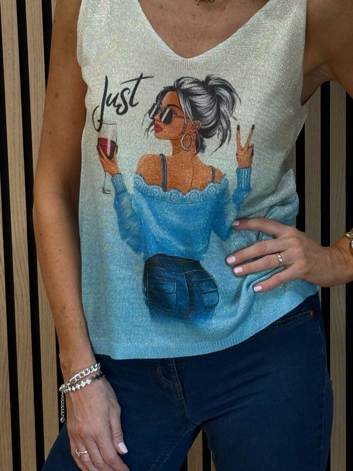 Shimmer Top - Blue/Gold