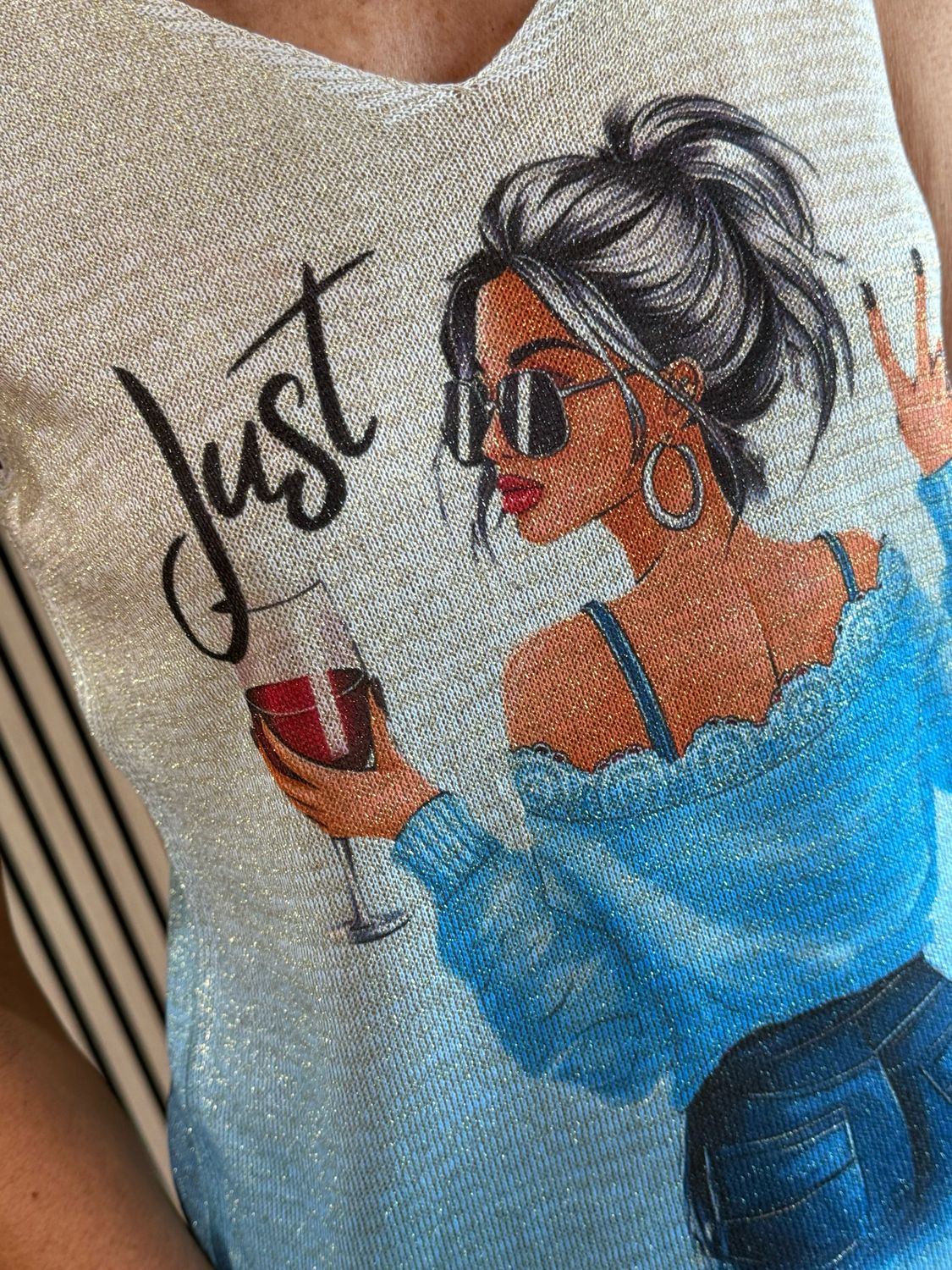 Shimmer Top - Blue/Gold