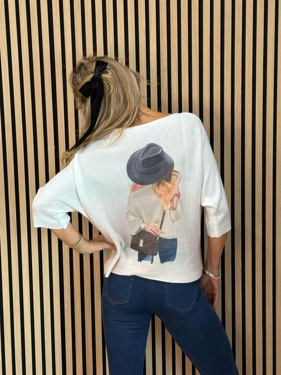 Lightweight Printed Knit Jumper - Taupe