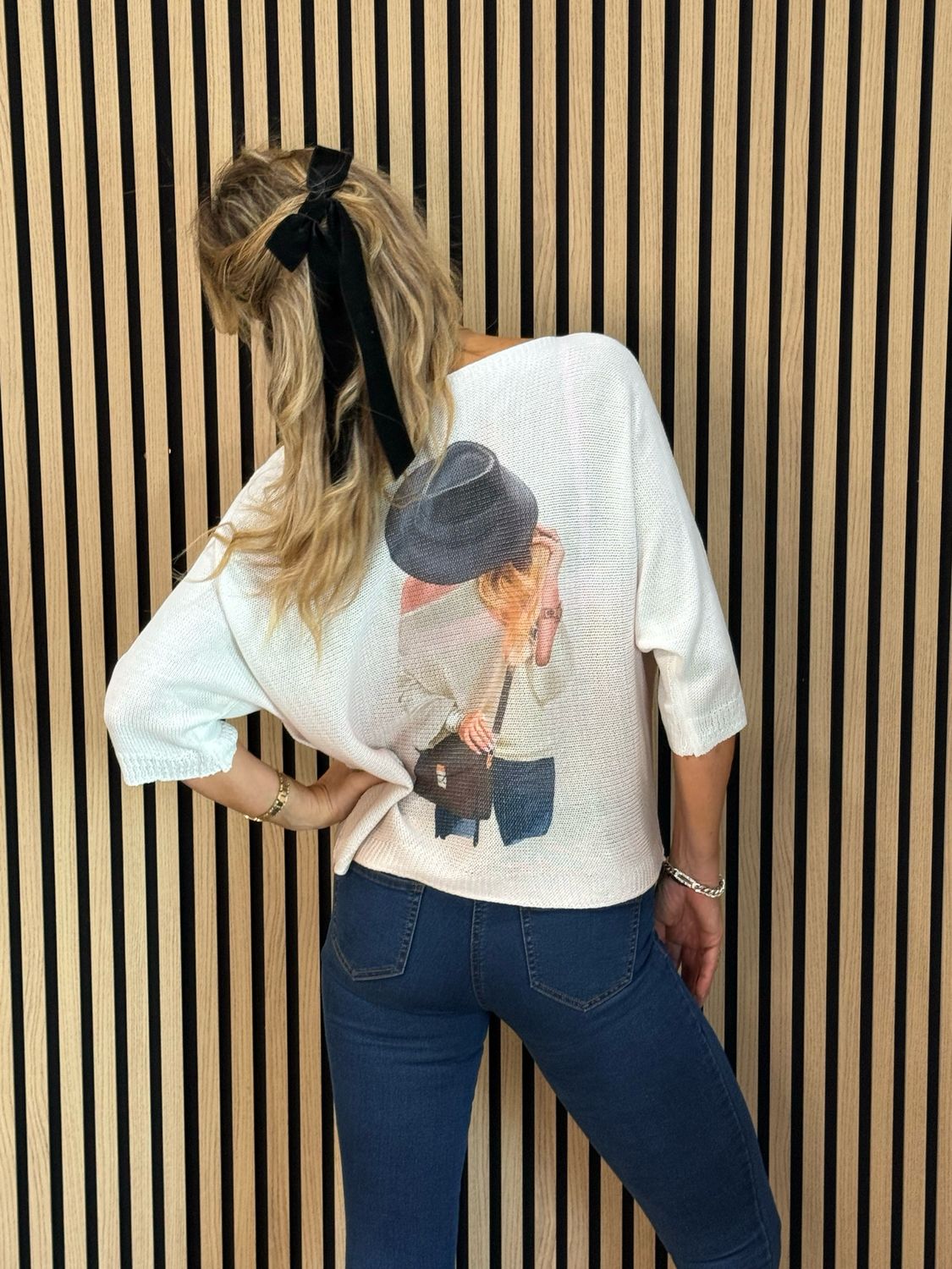 Lightweight Printed Knit Jumper - Taupe