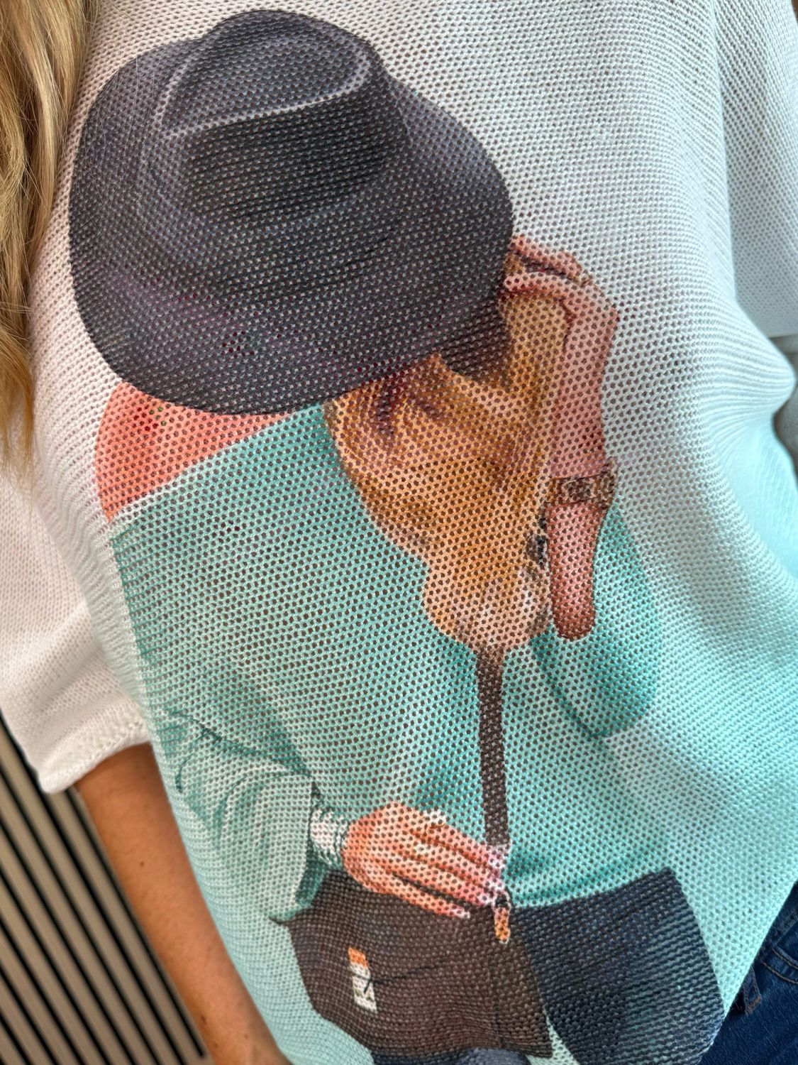Lightweight Printed Knit Jumper - Mint