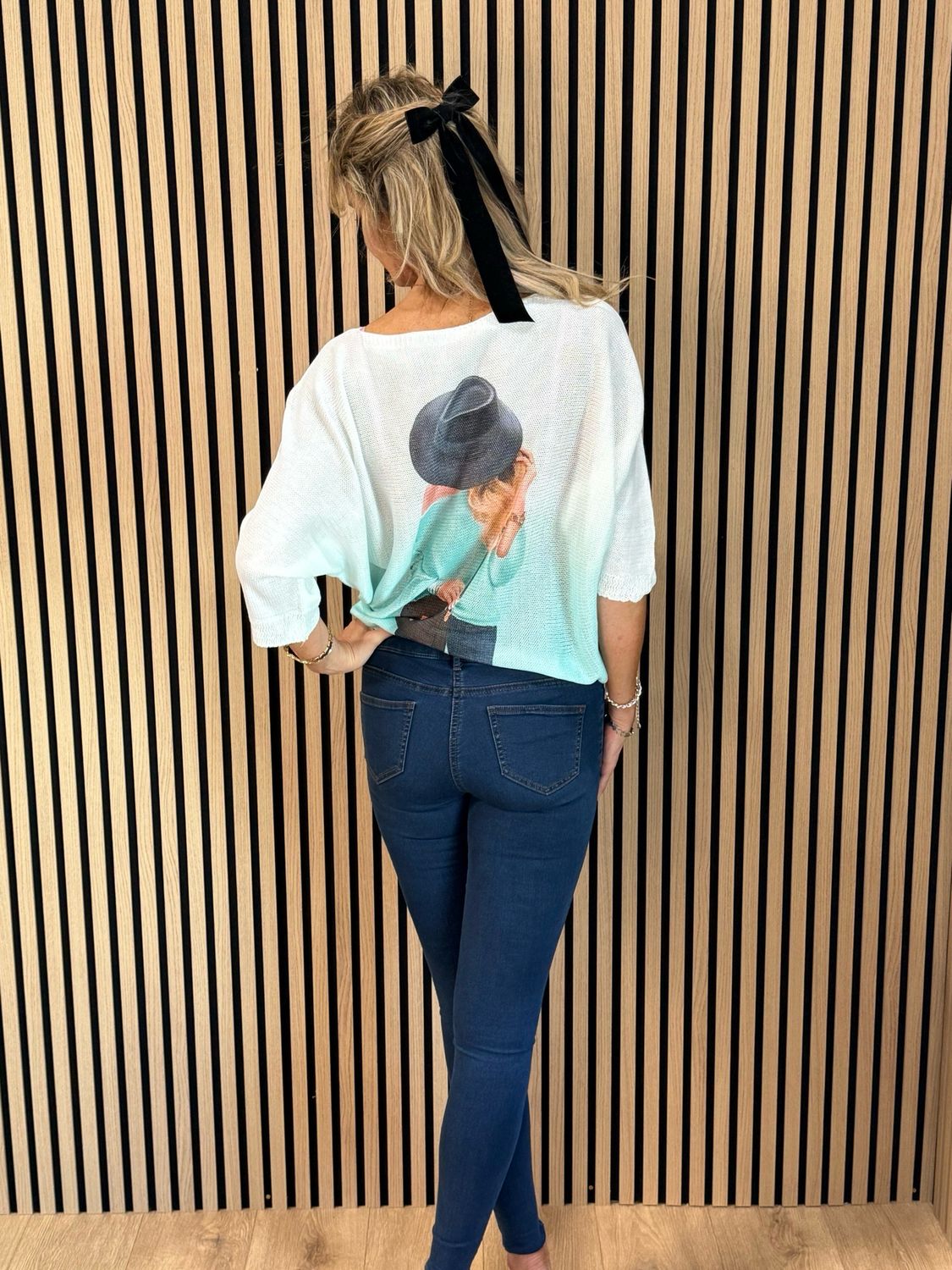 Lightweight Printed Knit Jumper - Mint