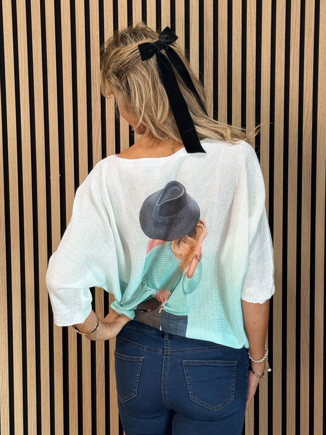 Lightweight Printed Knit Jumper - Mint