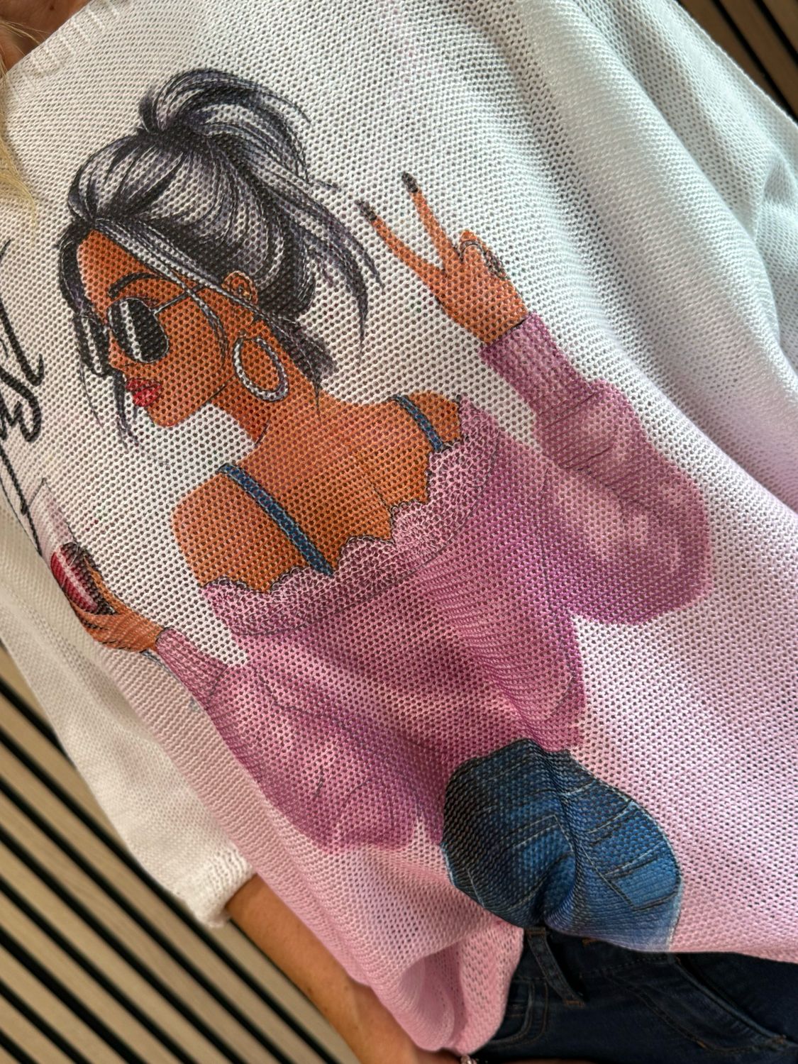 Lightweight Printed Knit Jumper - Fuchsia