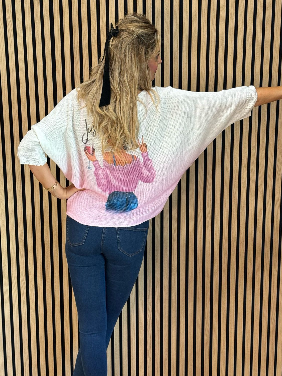 Lightweight Printed Knit Jumper - Fuchsia