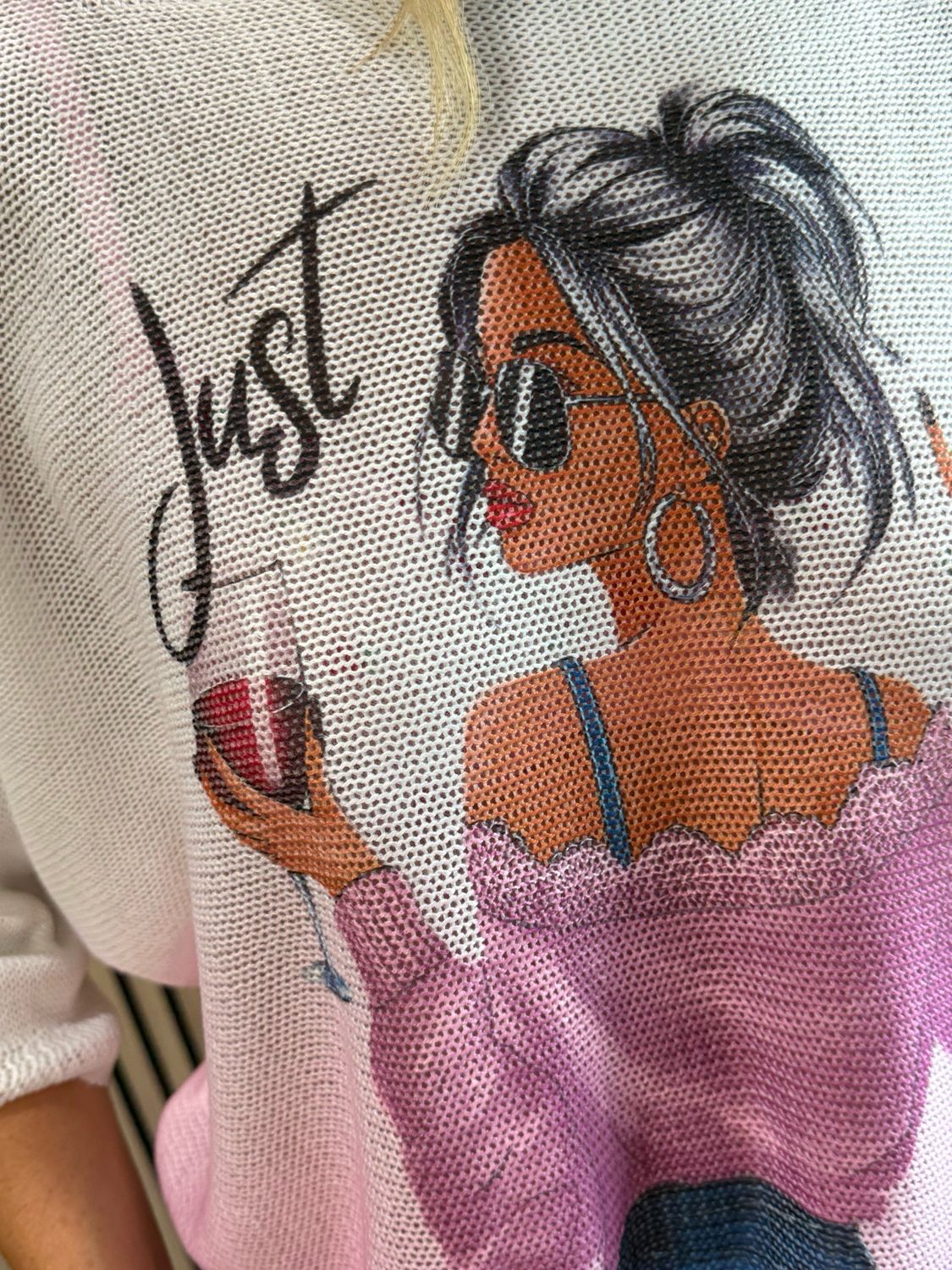 Lightweight Printed Knit Jumper - Fuchsia