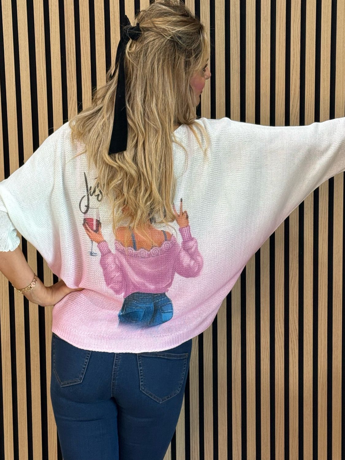 Lightweight Printed Knit Jumper - Fuchsia