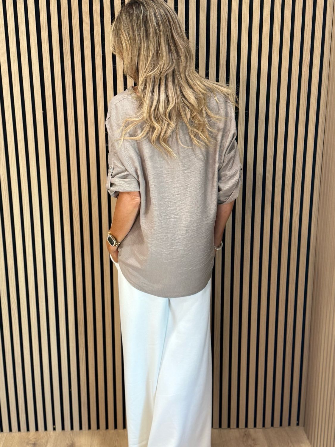 Patchwork Heart Print Top - Taupe