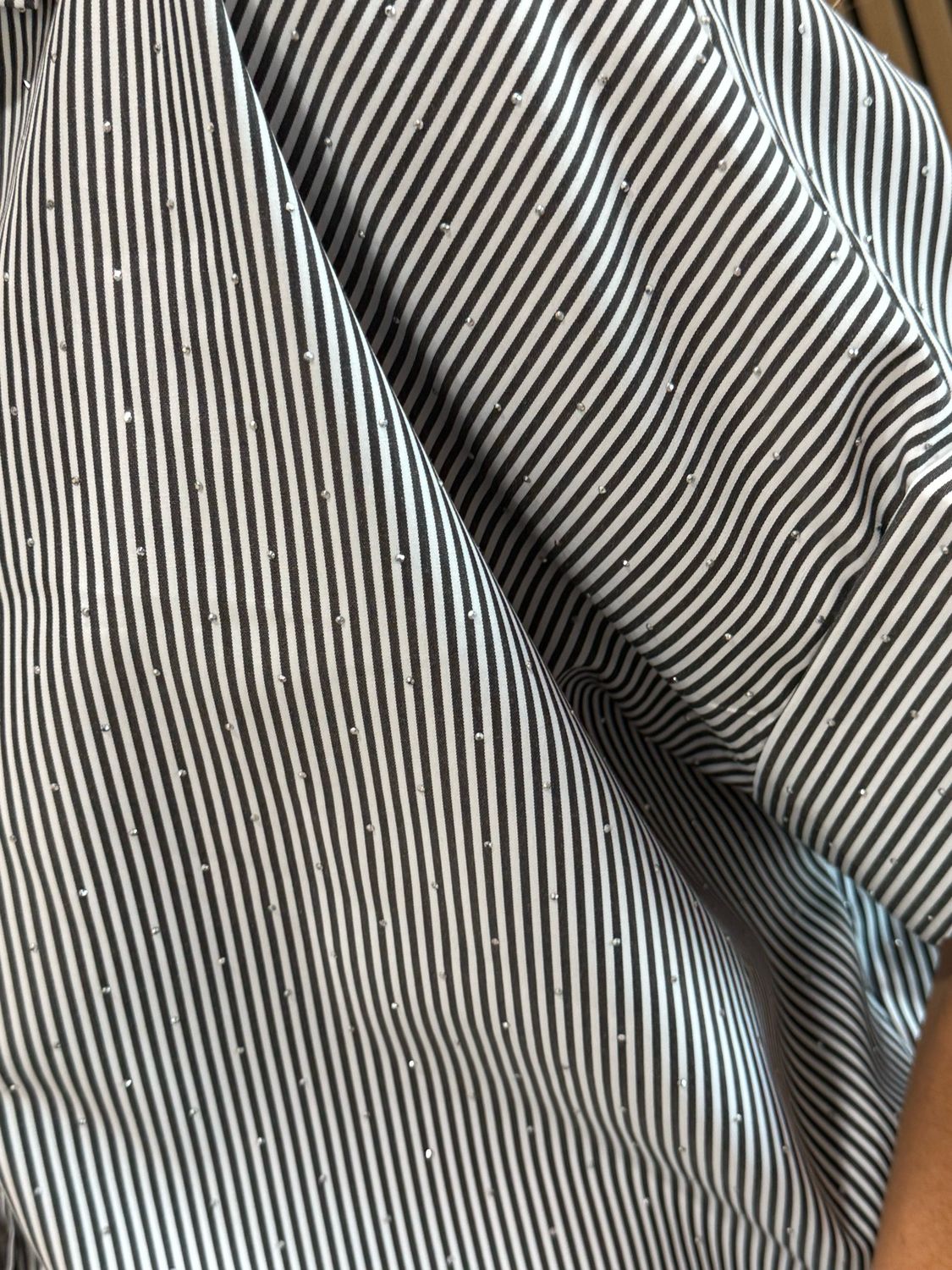 Pinstripe Oversized Sparkle Shirt - Black/White