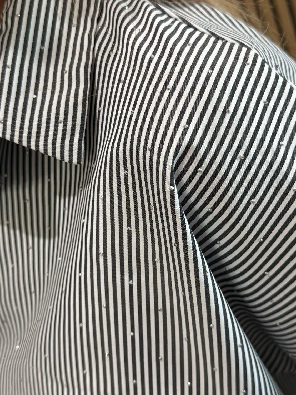 Pinstripe Oversized Sparkle Shirt - Black/White