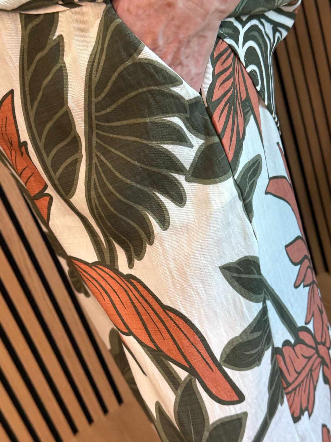 Leaf Print Trouser Suit - Khaki/Cream