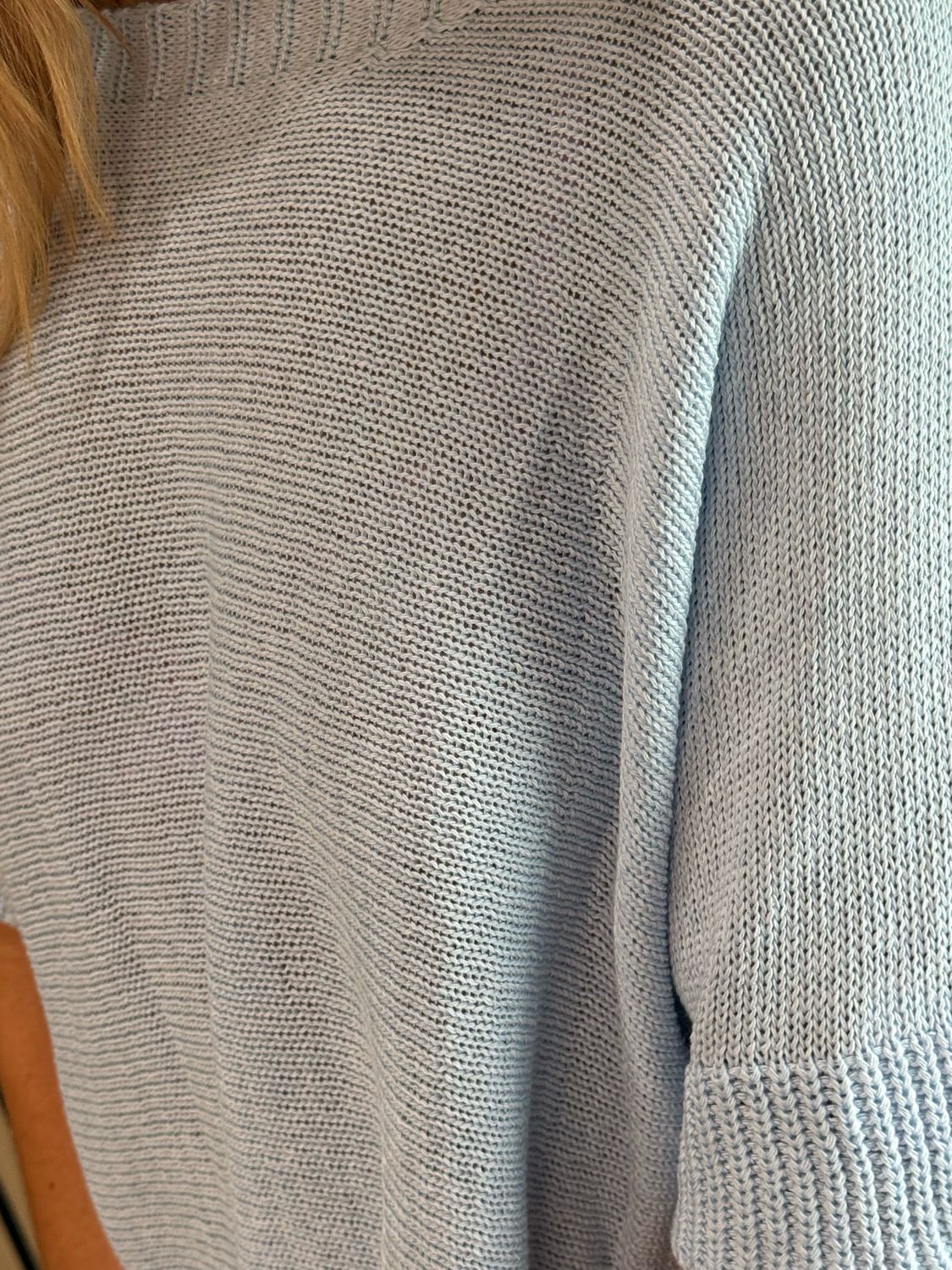 Button Back Knit Top - Baby Blue