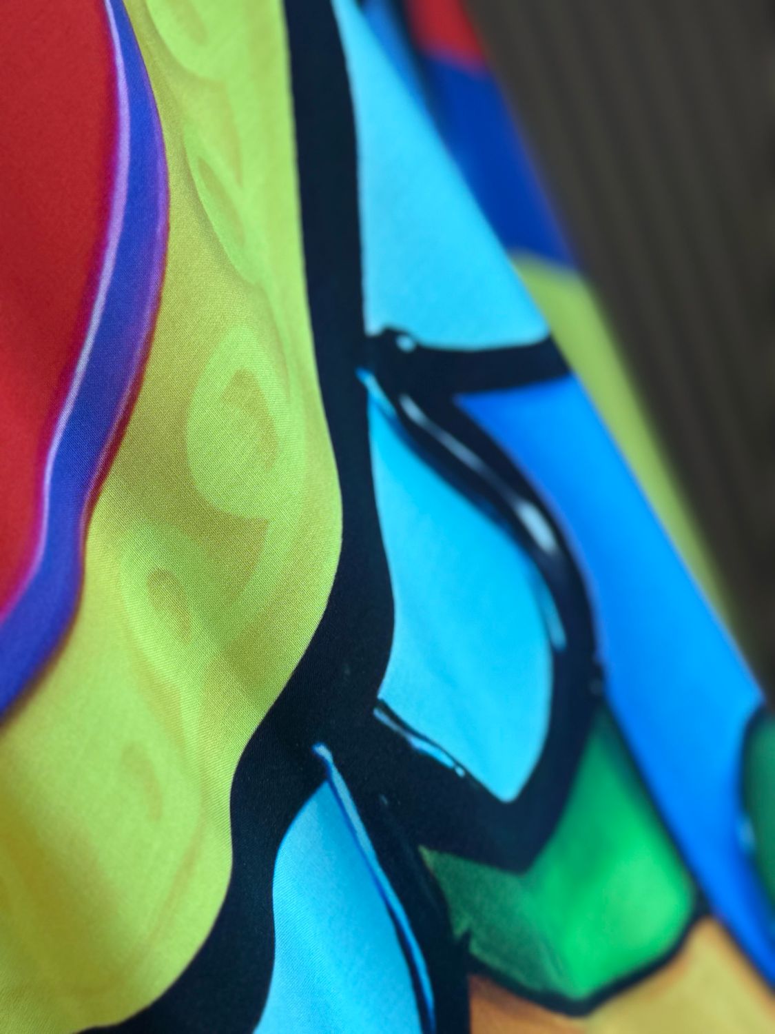 Abstract Print Relaxed Fit Dress - Blue/Red