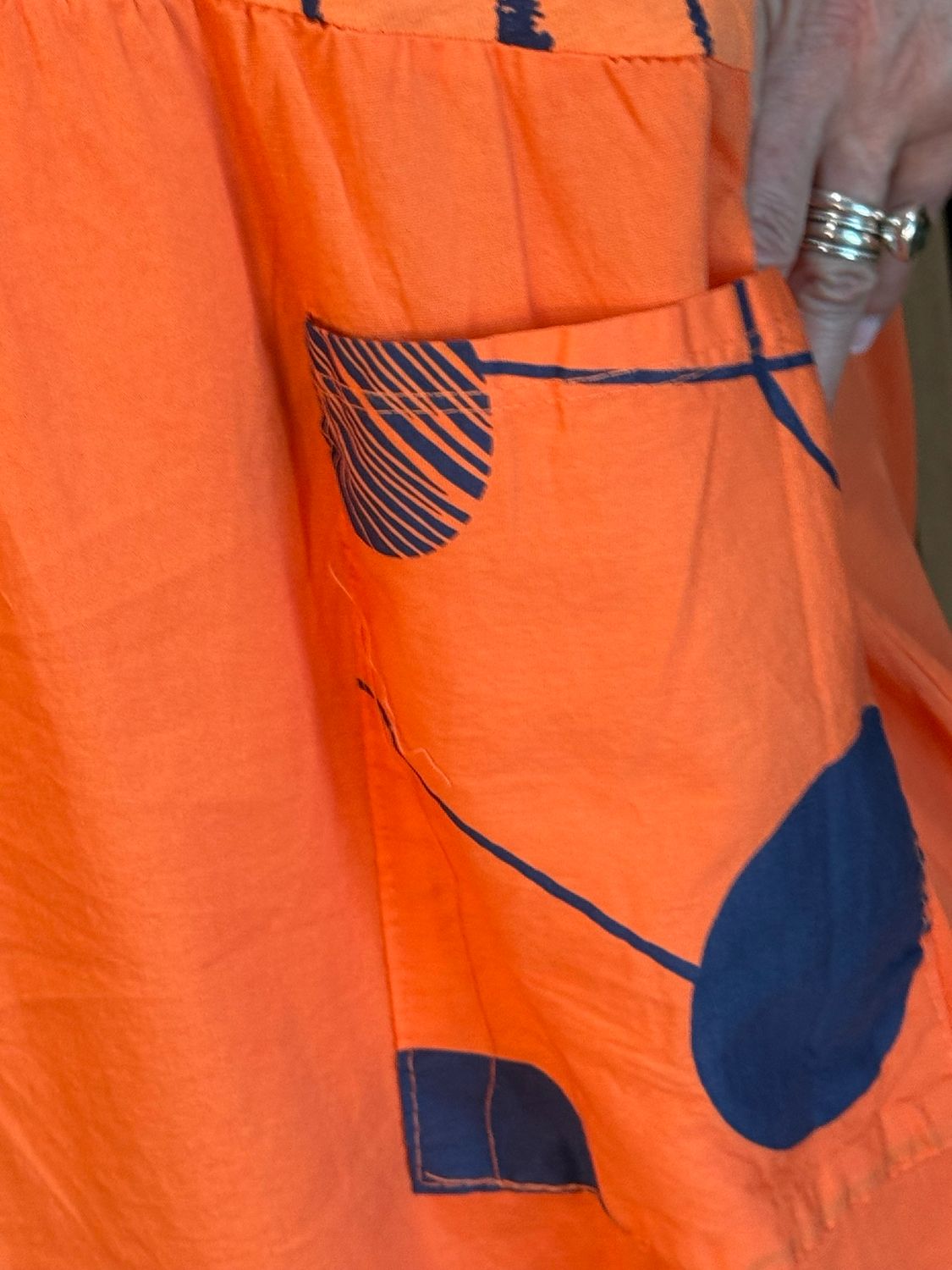 Stripe &amp; Abstract Panel Dress - Orange