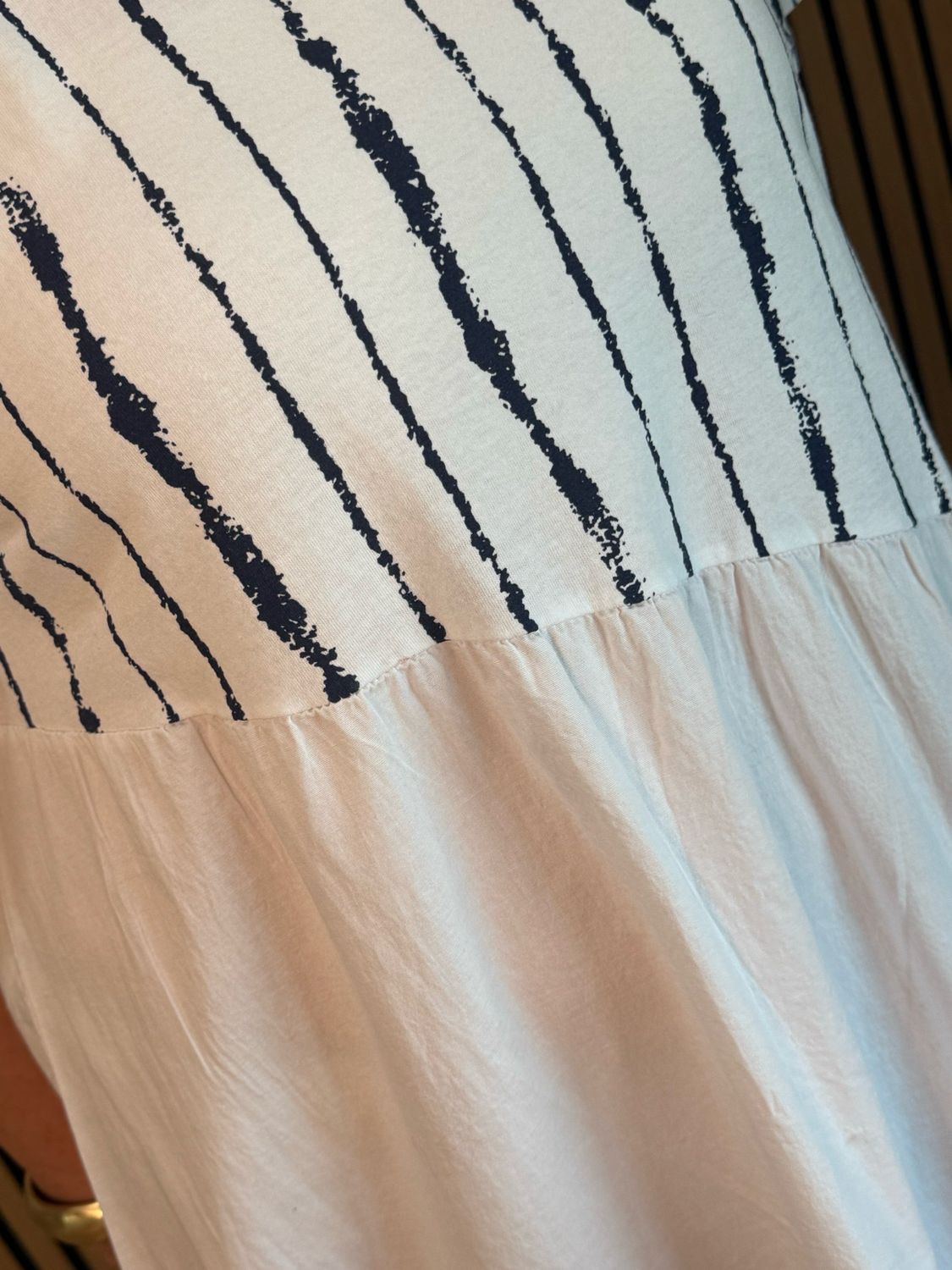 Stripe &amp; Abstract Panel Dress - White