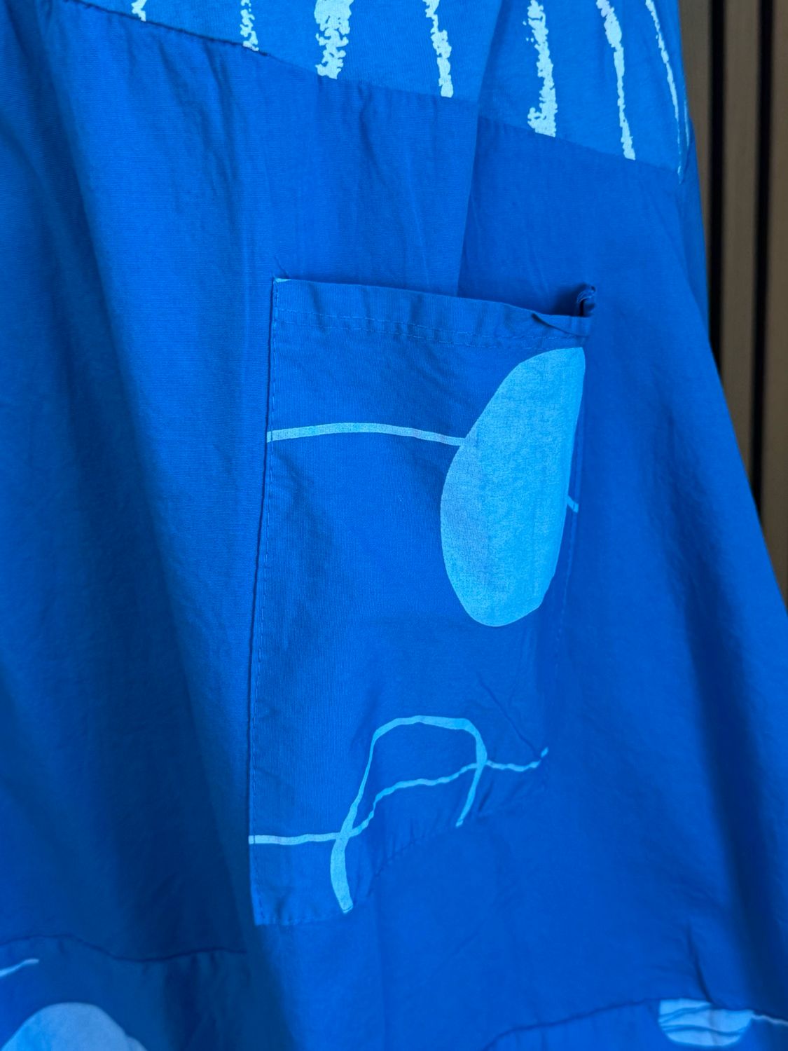 Stripe &amp; Abstract Panel Dress - Royal Blue