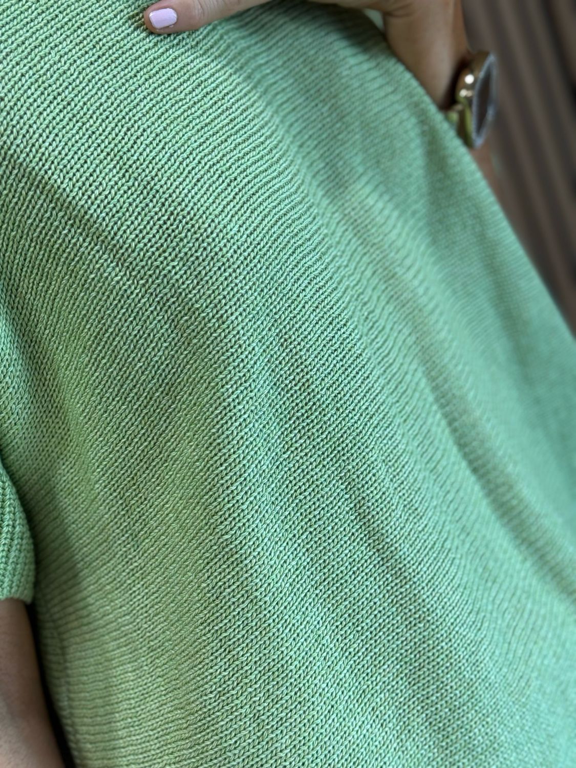 Button Back Knit Top - Lime