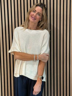 Button Back Knit Top - Cream