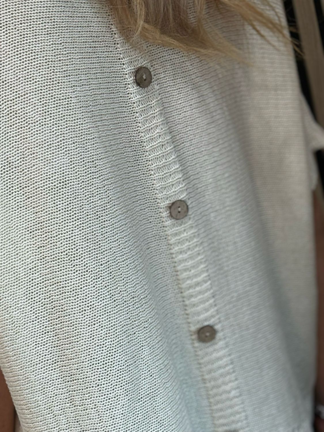 Button Back Knit Top - Cream