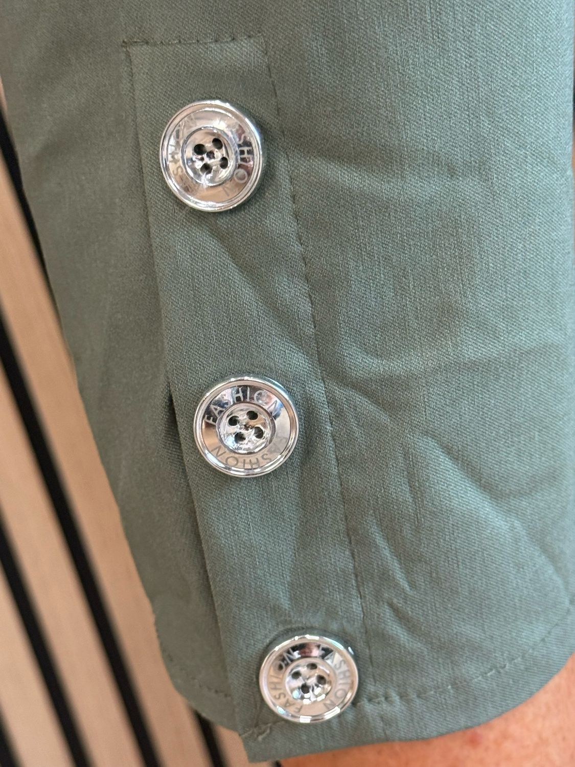 Button Detail Cropped Trousers - Khaki