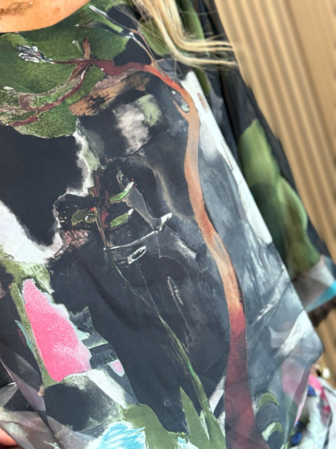 Cote D Azur Printed Oversized Top - Black